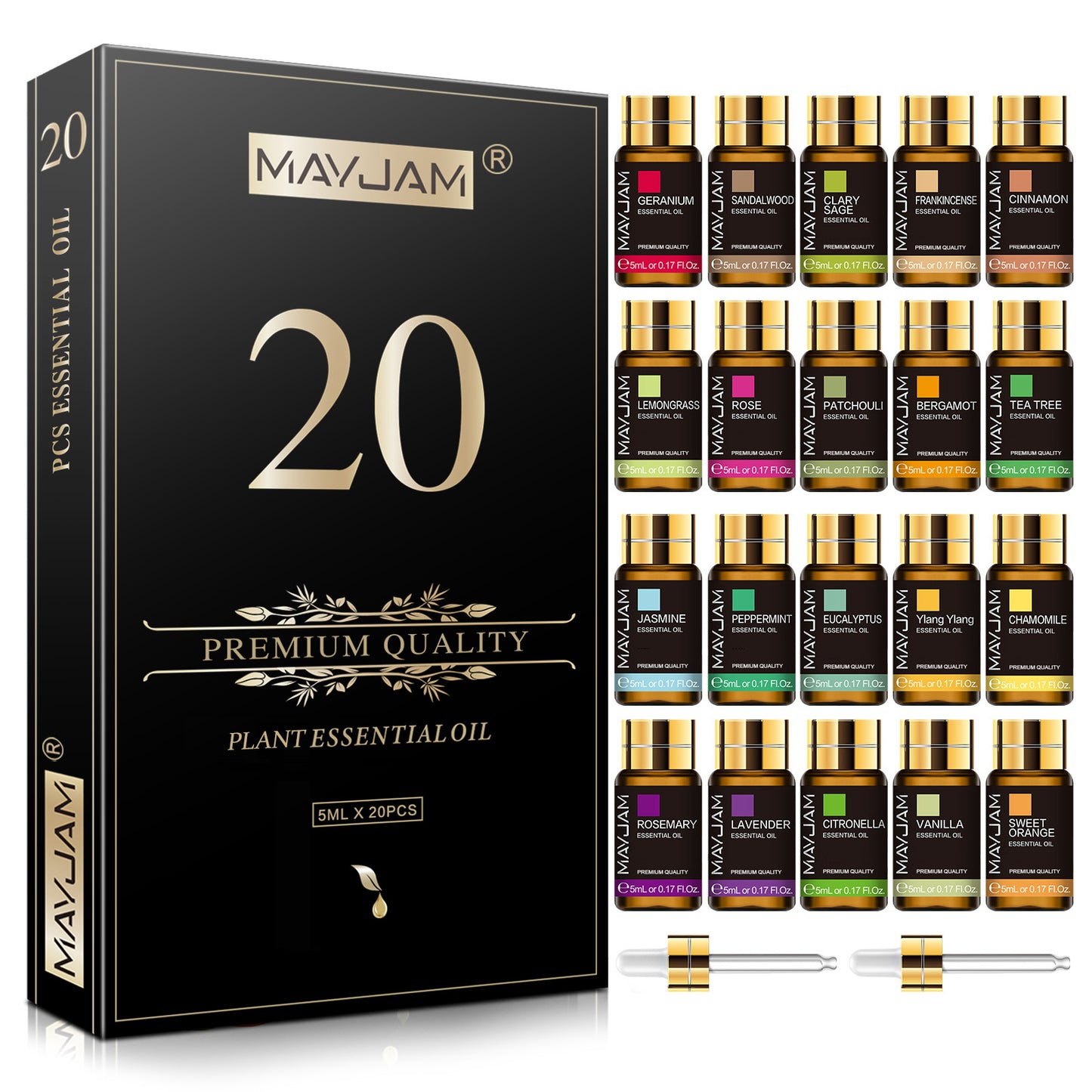 Premium 20-Set Essential Oils (5ml Each)